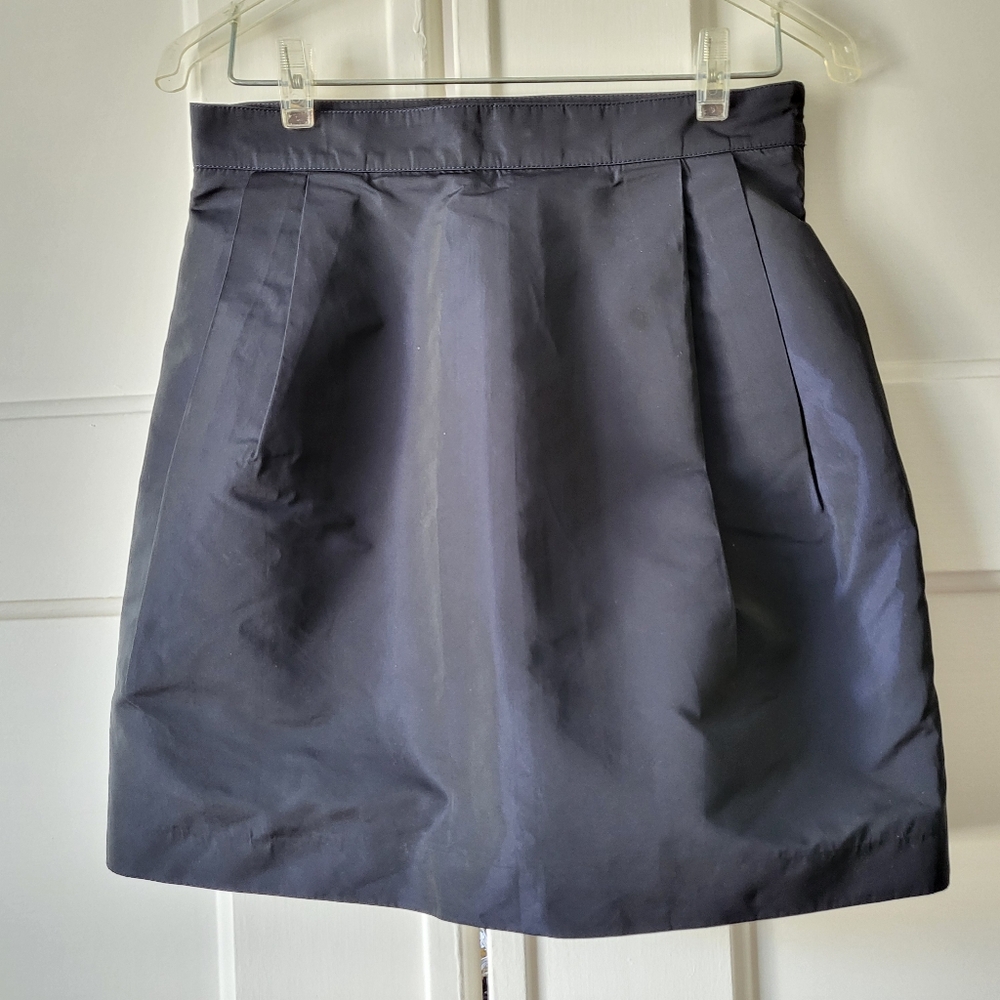Proenza Schouler Dark Navy Blue Iridescent Mini Skirt Pleated Pockets US 8